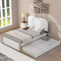 Whisen Twin Size Upholstered Platform Bed with Wood Supporting Feet and Twin Size Trundle