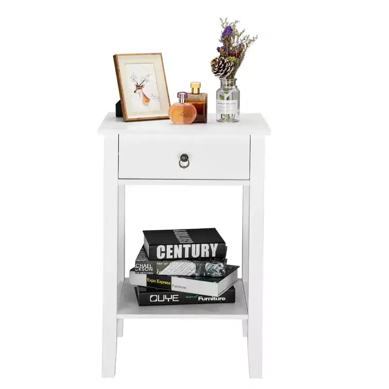 Karl Home 1-Drawer White MDF 18.11in. W Nightstands