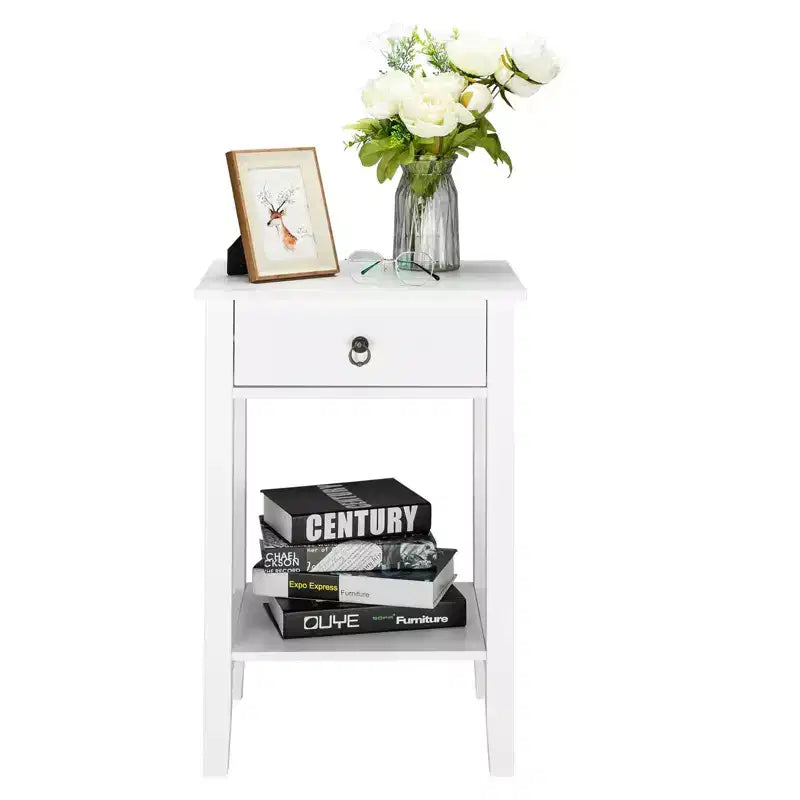 Karl Home 1-Drawer White MDF 18.11in. W Nightstands