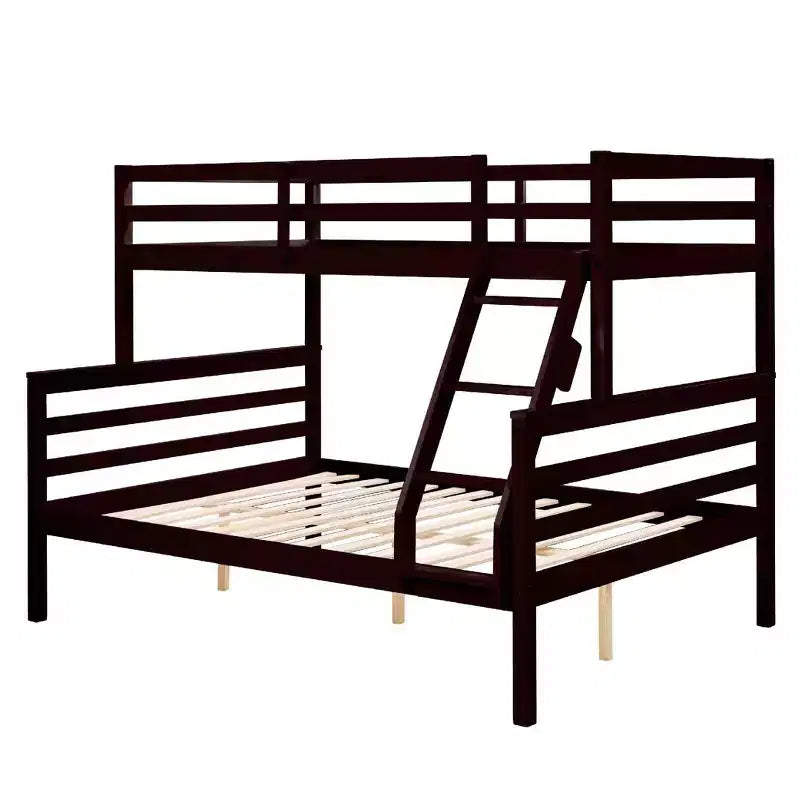 Twin over Full Bunk Bed with Ladder,Wooden Bunk Bed with High Guardrail ,No Box Spring Needed,Natural