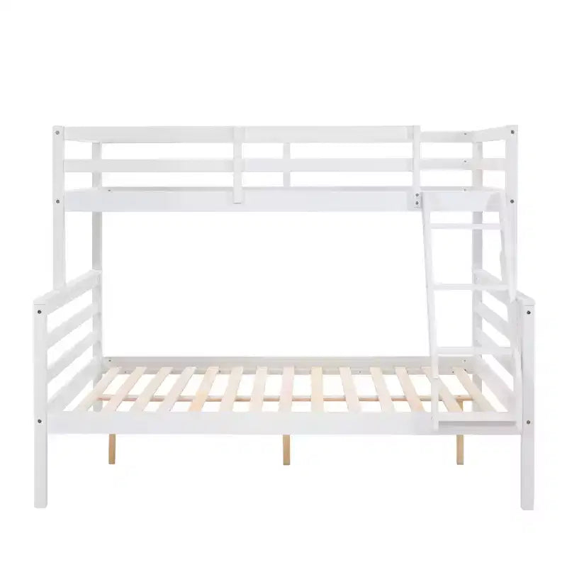 Twin over Full Bunk Bed with Ladder,Wooden Bunk Bed with High Guardrail ,No Box Spring Needed,Natural