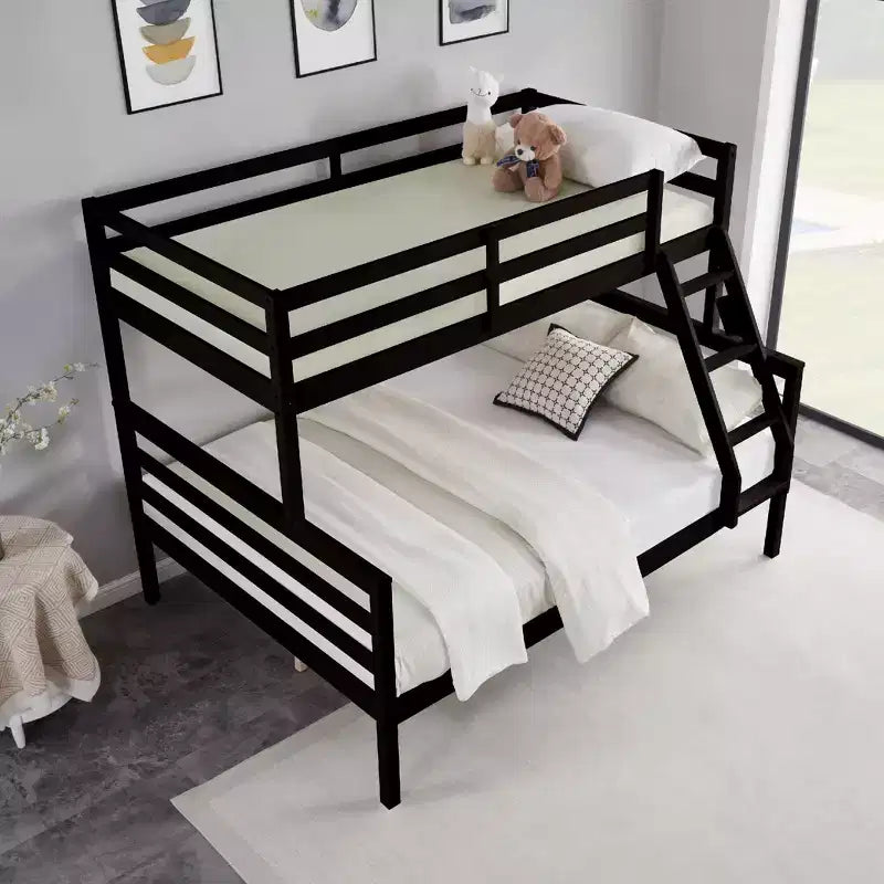Twin over Full Bunk Bed with Ladder,Wooden Bunk Bed with High Guardrail ,No Box Spring Needed,Natural