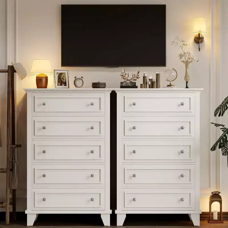 GustoWave 5-Drawer Tall Dresser,48 Vintage Wood Chest with Storage for Bedroom, Hallway & Closet