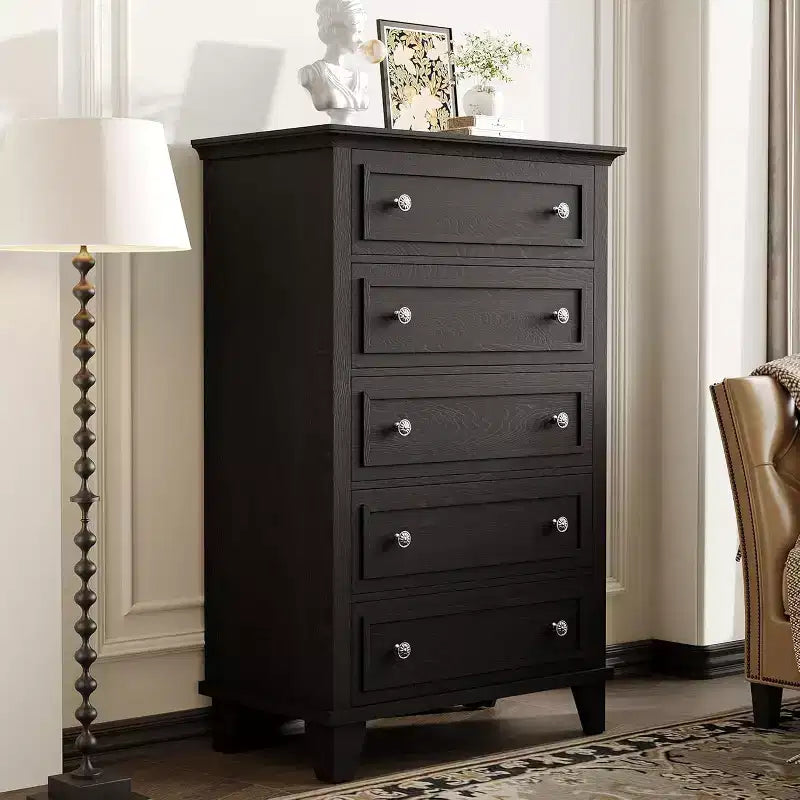 GustoWave 5-Drawer Tall Dresser,48 Vintage Wood Chest with Storage for Bedroom, Hallway & Closet