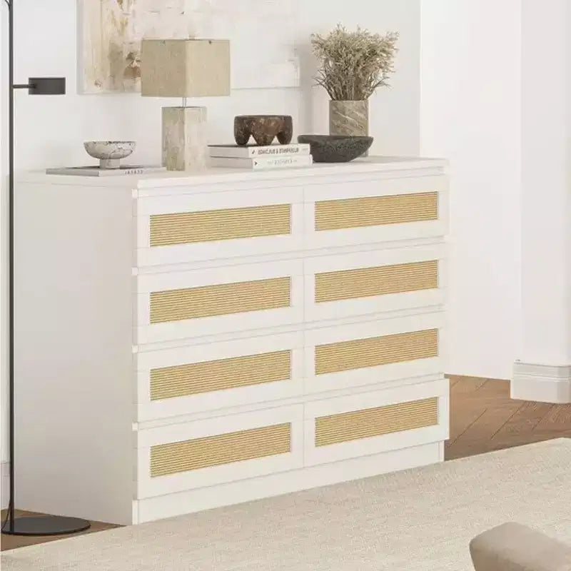 Zstar 8 Drawer Double Dresser for Bedroom, Living Room, Entryway, Hallway