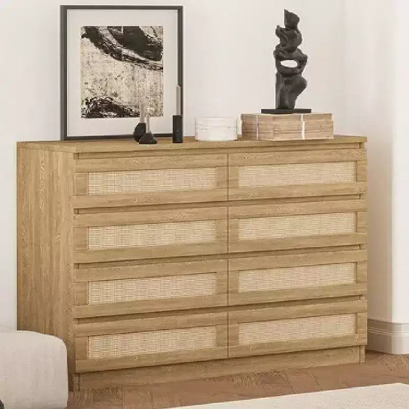 Zstar 8 Drawer Double Dresser for Bedroom, Living Room, Entryway, Hallway
