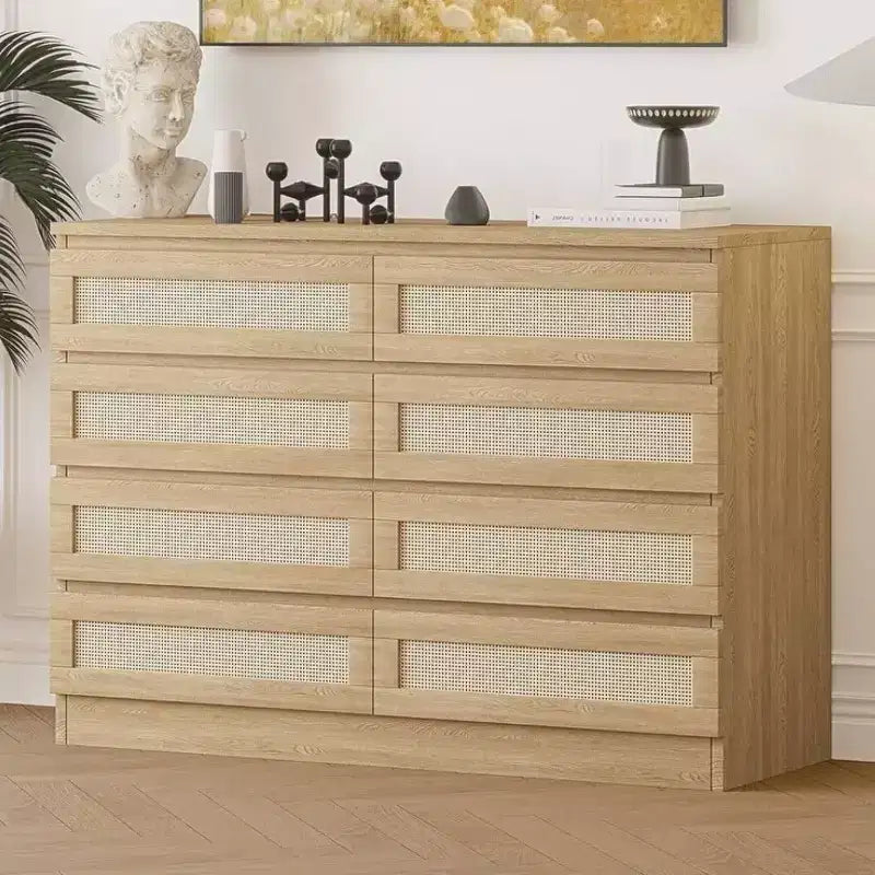 Zstar 8 Drawer Double Dresser for Bedroom, Living Room, Entryway, Hallway