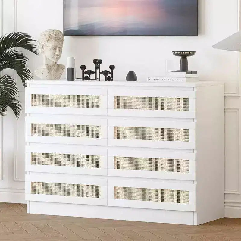 Zstar 8 Drawer Double Dresser for Bedroom, Living Room, Entryway, Hallway
