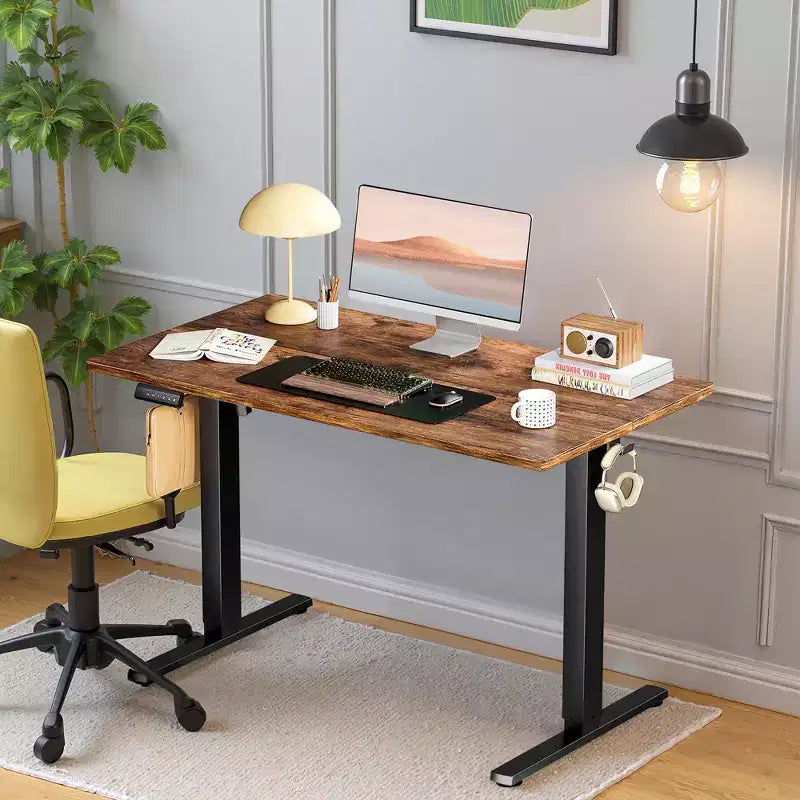MAYEERTY Computer Desk with Storage, Modern Writing Desk with Fabric Drawers for Home Office