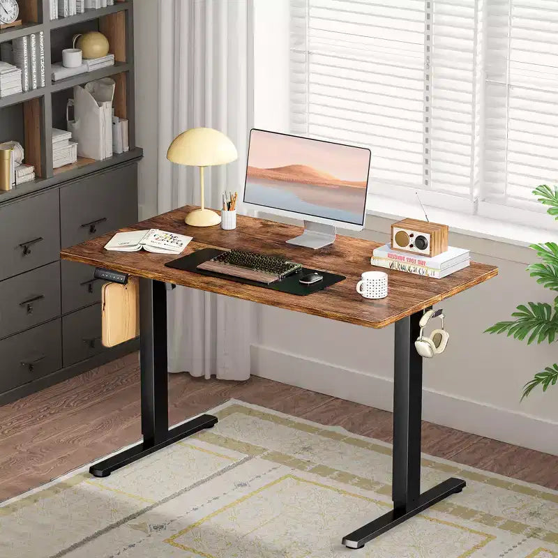 MAYEERTY Computer Desk with Storage, Modern Writing Desk with Fabric Drawers for Home Office