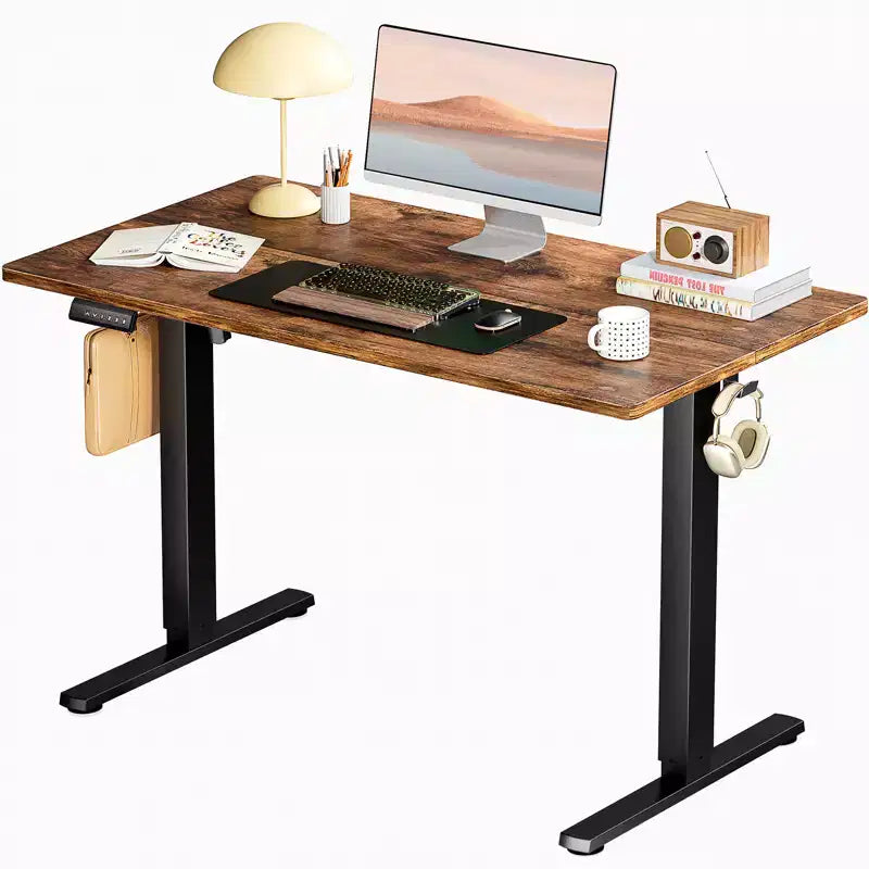 MAYEERTY Computer Desk with Storage, Modern Writing Desk with Fabric Drawers for Home Office