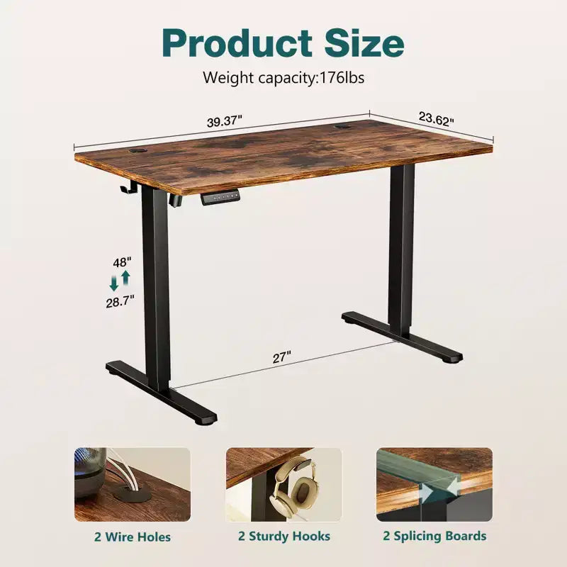 MAYEERTY Computer Desk with Storage, Modern Writing Desk with Fabric Drawers for Home Office