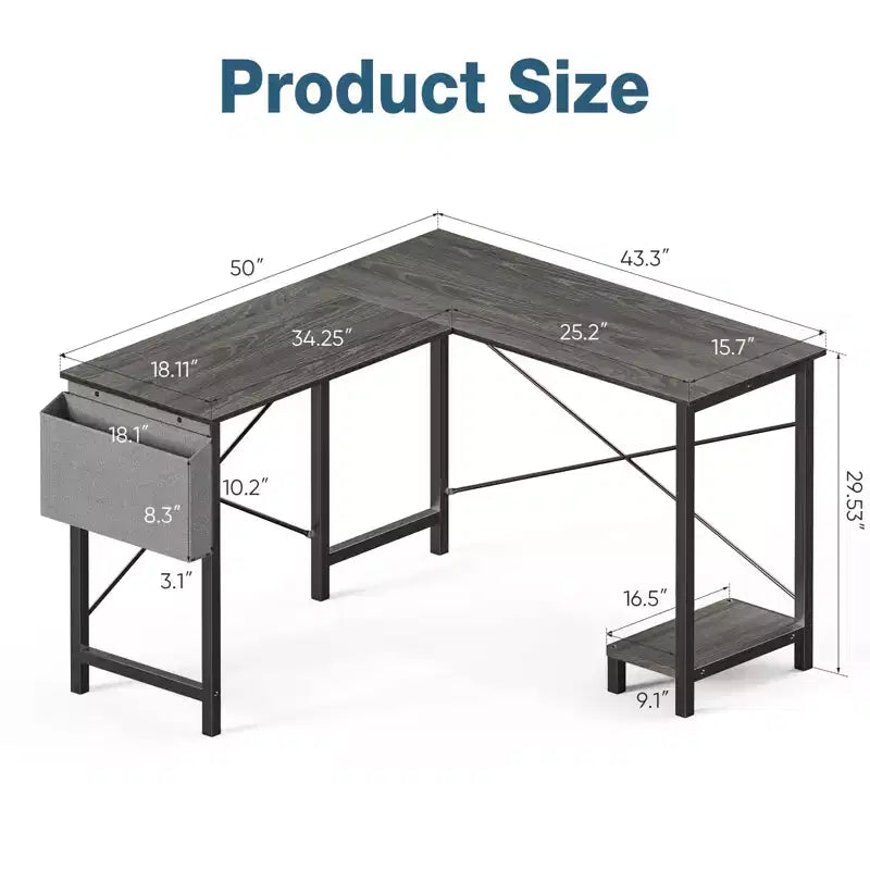 MAYEERTY Computer Desk with Storage, Modern Writing Desk with Fabric Drawers for Home Office