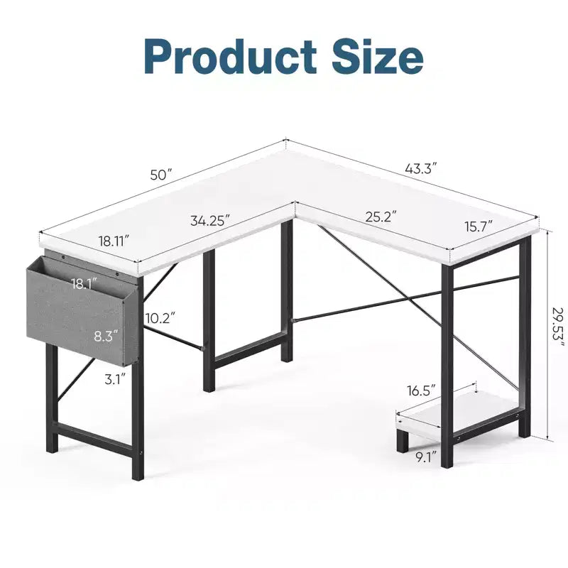 MAYEERTY Computer Desk with Storage, Modern Writing Desk with Fabric Drawers for Home Office