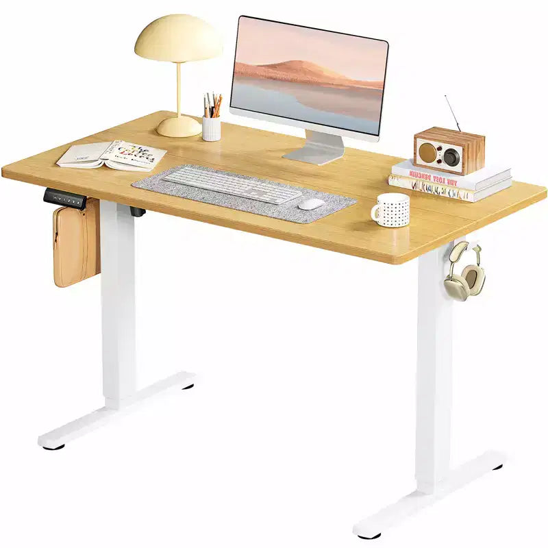 MAYEERTY Computer Desk with Storage, Modern Writing Desk with Fabric Drawers for Home Office