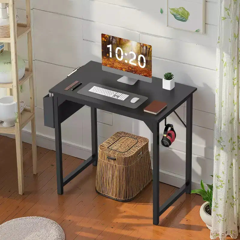 MAYEERTY Computer Desk with Storage, Modern Writing Desk with Fabric Drawers for Home Office
