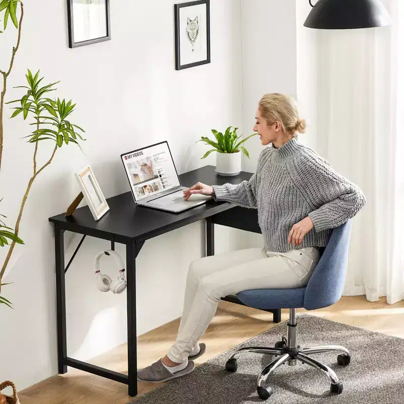 MAYEERTY Computer Desk with Storage, Modern Writing Desk with Fabric Drawers for Home Office