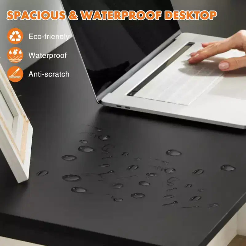 MAYEERTY Computer Desk with Storage, Modern Writing Desk with Fabric Drawers for Home Office