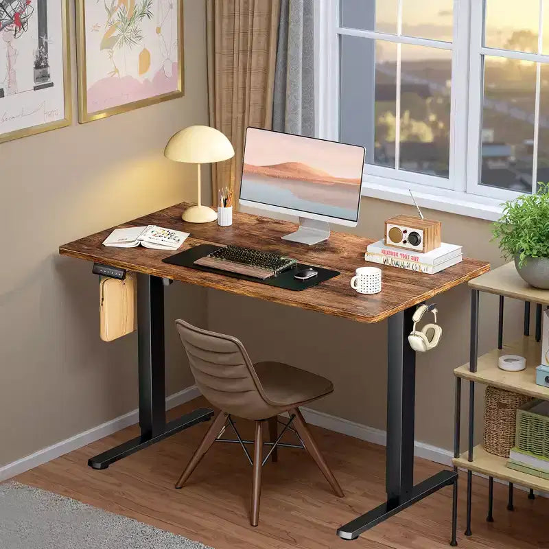 MAYEERTY Computer Desk with Storage, Modern Writing Desk with Fabric Drawers for Home Office