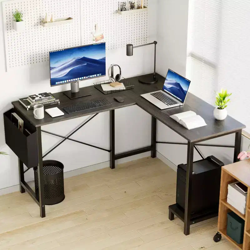 MAYEERTY Computer Desk with Storage, Modern Writing Desk with Fabric Drawers for Home Office