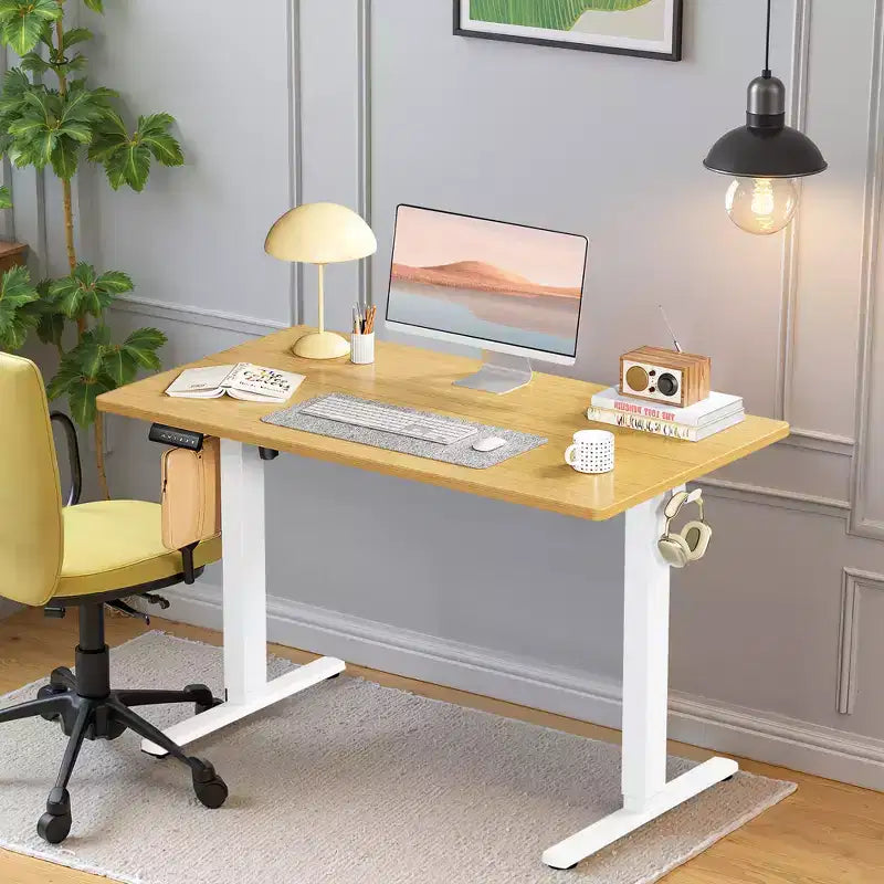 MAYEERTY Computer Desk with Storage, Modern Writing Desk with Fabric Drawers for Home Office
