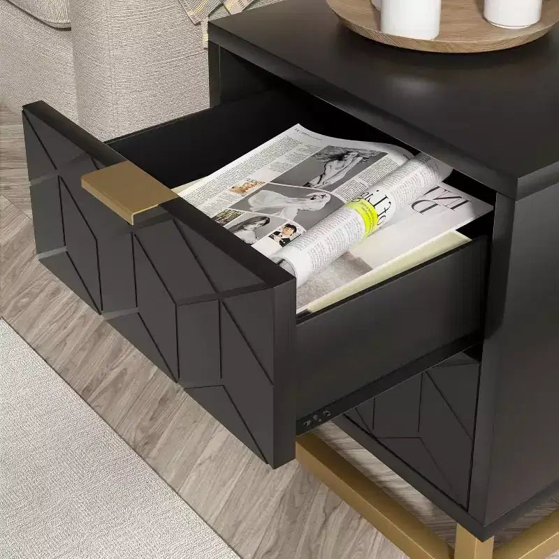 Commode à 2 tiroirs Zstar, table de chevet moderne pour chambre à coucher, table d'appoint avec tiroirs, convient pour le salon, le couloir, l'entrée