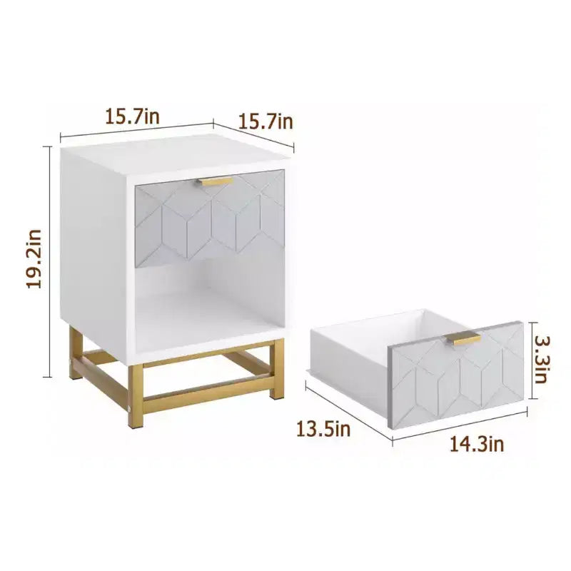 Commode à 2 tiroirs Zstar, table de chevet moderne pour chambre à coucher, table d'appoint avec tiroirs, convient pour le salon, le couloir, l'entrée
