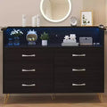 Zstar 6 Drawers Dresser with LED Light & Charging Station for Bedroom, Entryway, Hallway