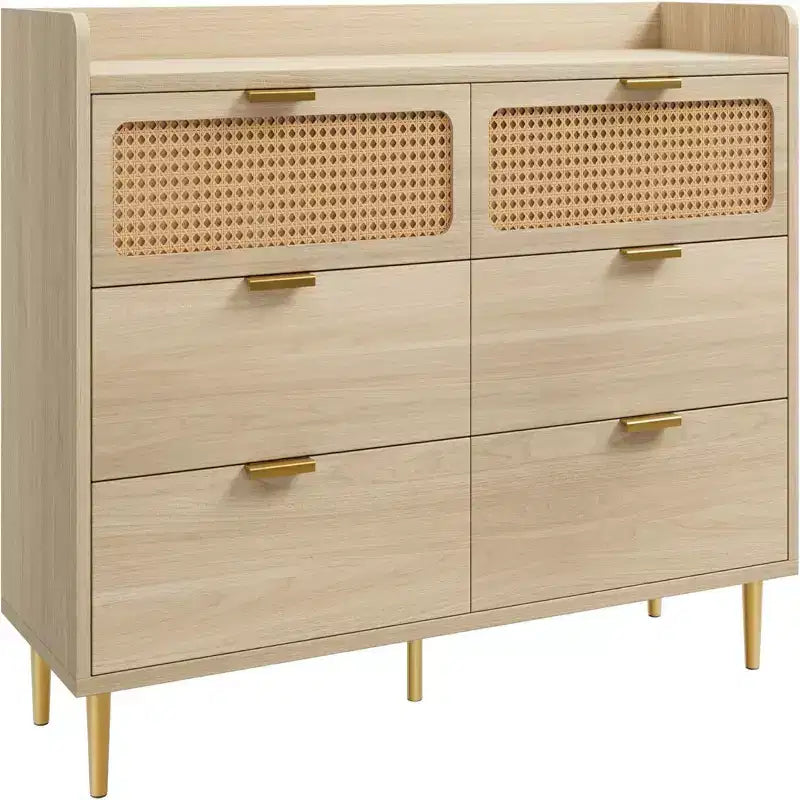 Zstar 47 wide 6 drawer double dresser for bedroom