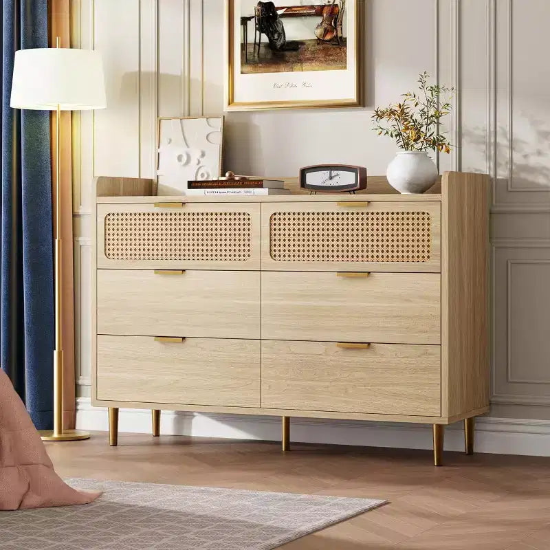 Zstar 47 wide 6 drawer double dresser for bedroom
