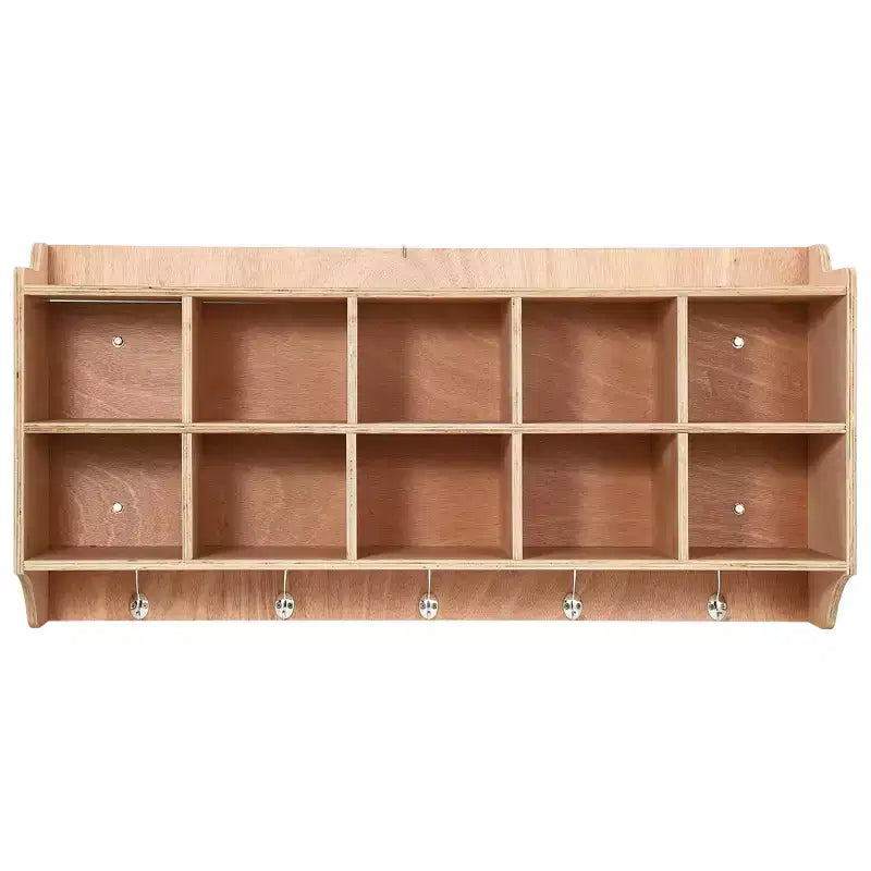 5-Section Classroom Coat Locker, 15 Cubbies with Anti-tip Anchors, Daycare Cubby with 4 Casters, 5 Hooks, 2 Boxes, for Home School Kindergarten