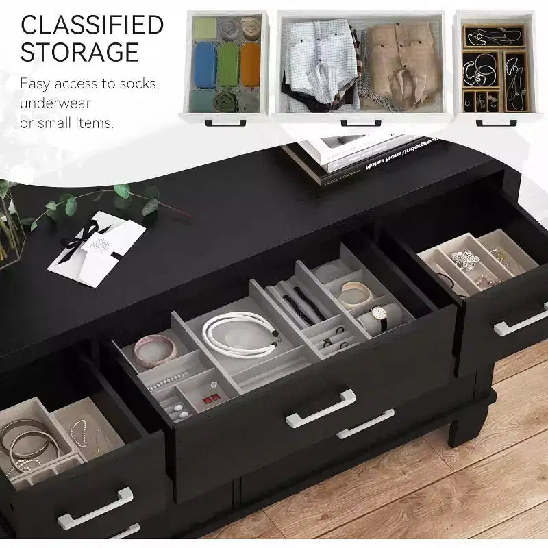 Dresser for Bedroom with 7 Drawers, Modern Chest of Drawers Closet, Wooden Dresser Organizer