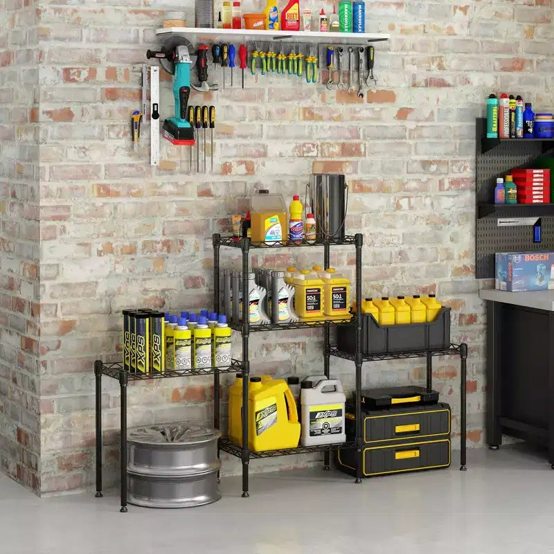 4-Shelf Storage Shelving Unit, Adjustable Metal Wire Racks Heavy Duty Standing Shelf Organizer for Kitchen, Closet, Pantry, Garage, Bathroom, Laundry