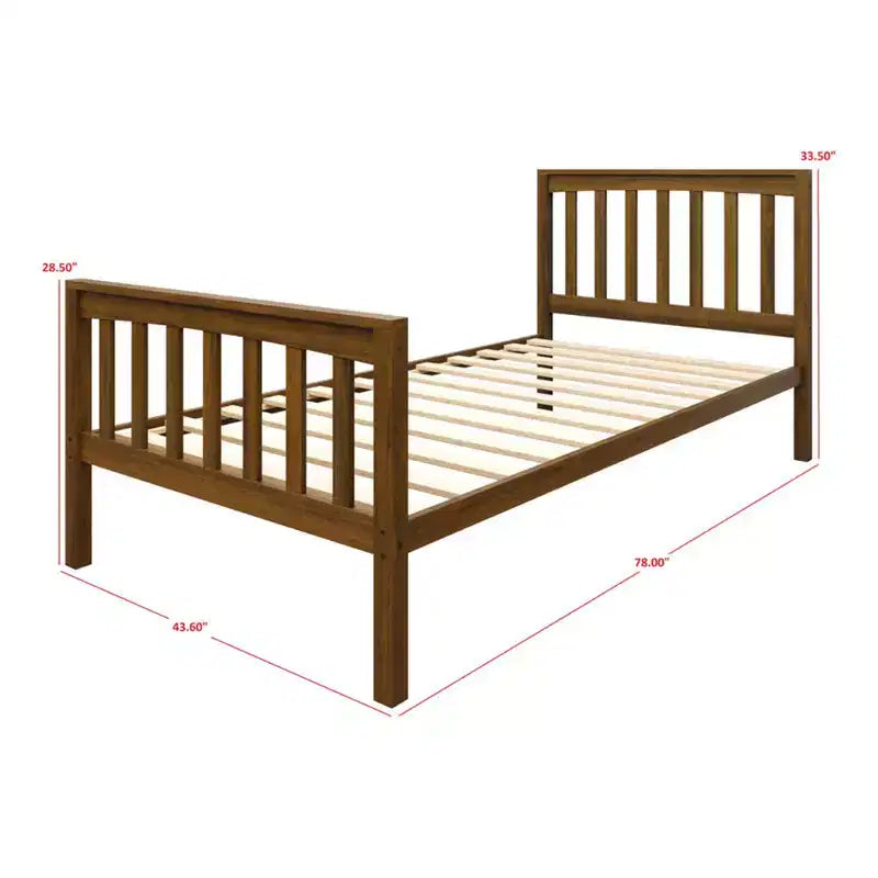 Home Design Ames Twin Over Twin Solid Wood Standard Bunk Bed, Twin Bed Convertible