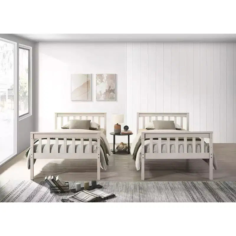 Home Design Ames Twin Over Twin Solid Wood Standard Bunk Bed, Twin Bed Convertible