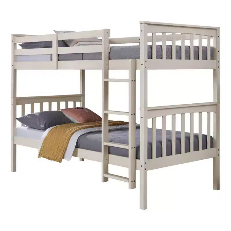 Home Design Ames Twin Over Twin Solid Wood Standard Bunk Bed, Twin Bed Convertible