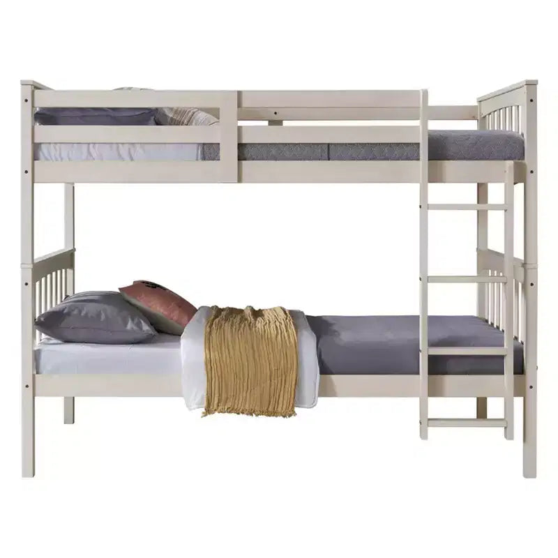 Home Design Ames Twin Over Twin Solid Wood Standard Bunk Bed, Twin Bed Convertible