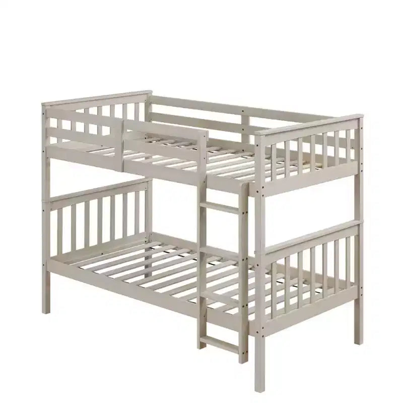Home Design Ames Twin Over Twin Solid Wood Standard Bunk Bed, Twin Bed Convertible