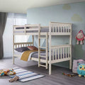 Home Design Ames Twin Over Twin Solid Wood Standard Bunk Bed, Twin Bed Convertible