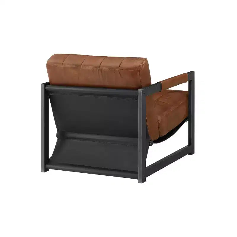 Art Leon Genuine Leather Lounge Accent Chair with Armrest