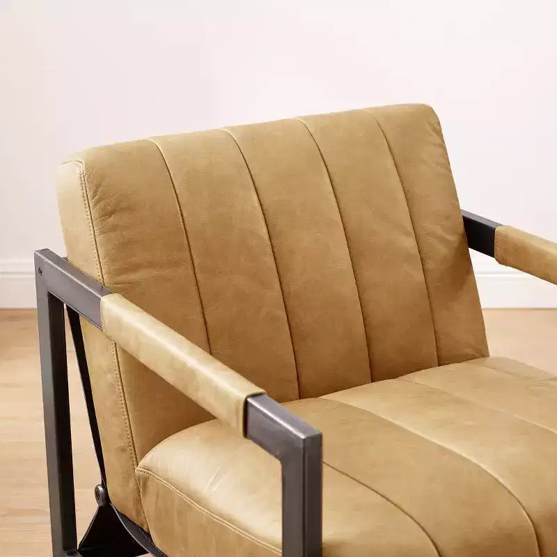 Art Leon Genuine Leather Lounge Accent Chair with Armrest