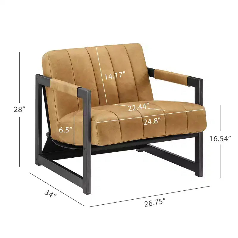 Art Leon Genuine Leather Lounge Accent Chair with Armrest
