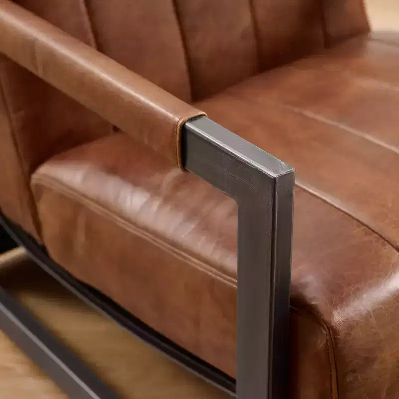 Art Leon Genuine Leather Lounge Accent Chair with Armrest