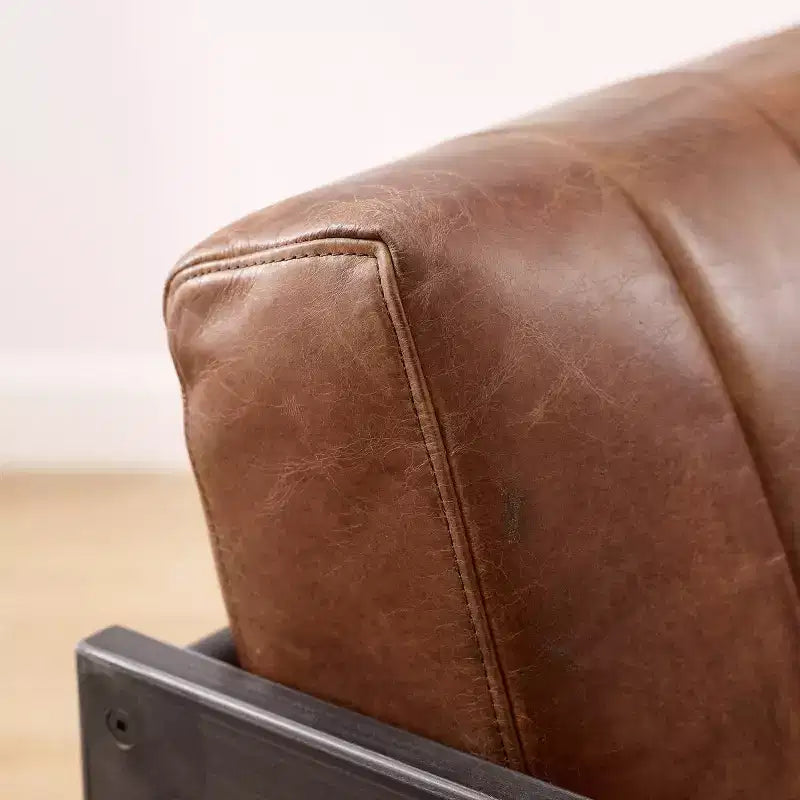 Art Leon Genuine Leather Lounge Accent Chair with Armrest
