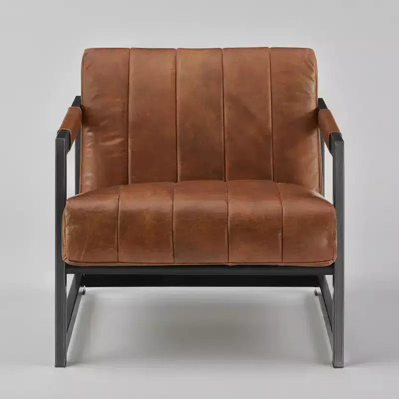 Art Leon Genuine Leather Lounge Accent Chair with Armrest