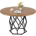 47'' Round Dining Table 4-6 People Kitchen Dining Room Tables w/ Metal Base (No Chiar)