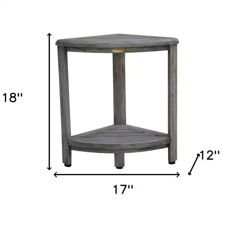 Banc de douche d'angle HomeRoots 17 gris teck avec étagère