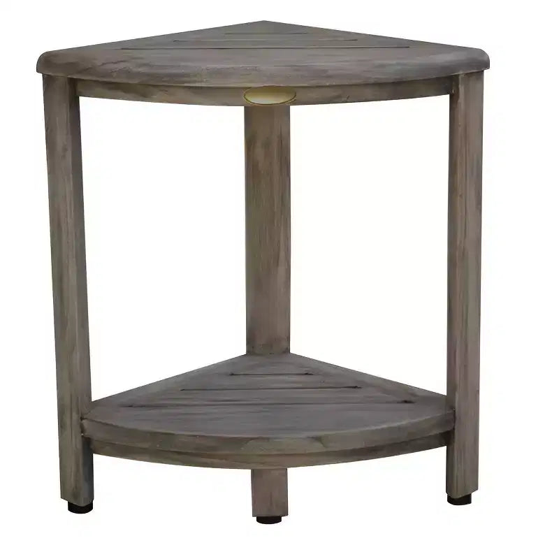 Banc de douche d'angle HomeRoots 17 gris teck avec étagère