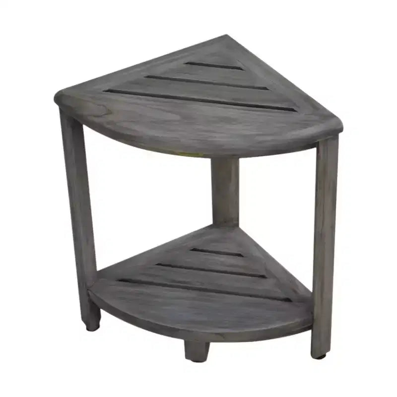 Banc de douche d'angle HomeRoots 17 gris teck avec étagère