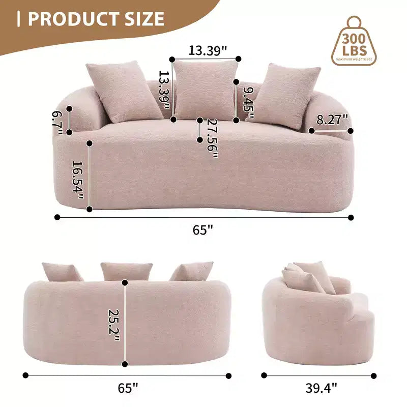 Whisen 55 Scratch-Resistant Chenille Curved Loveseat Full Compression Sofa Couch